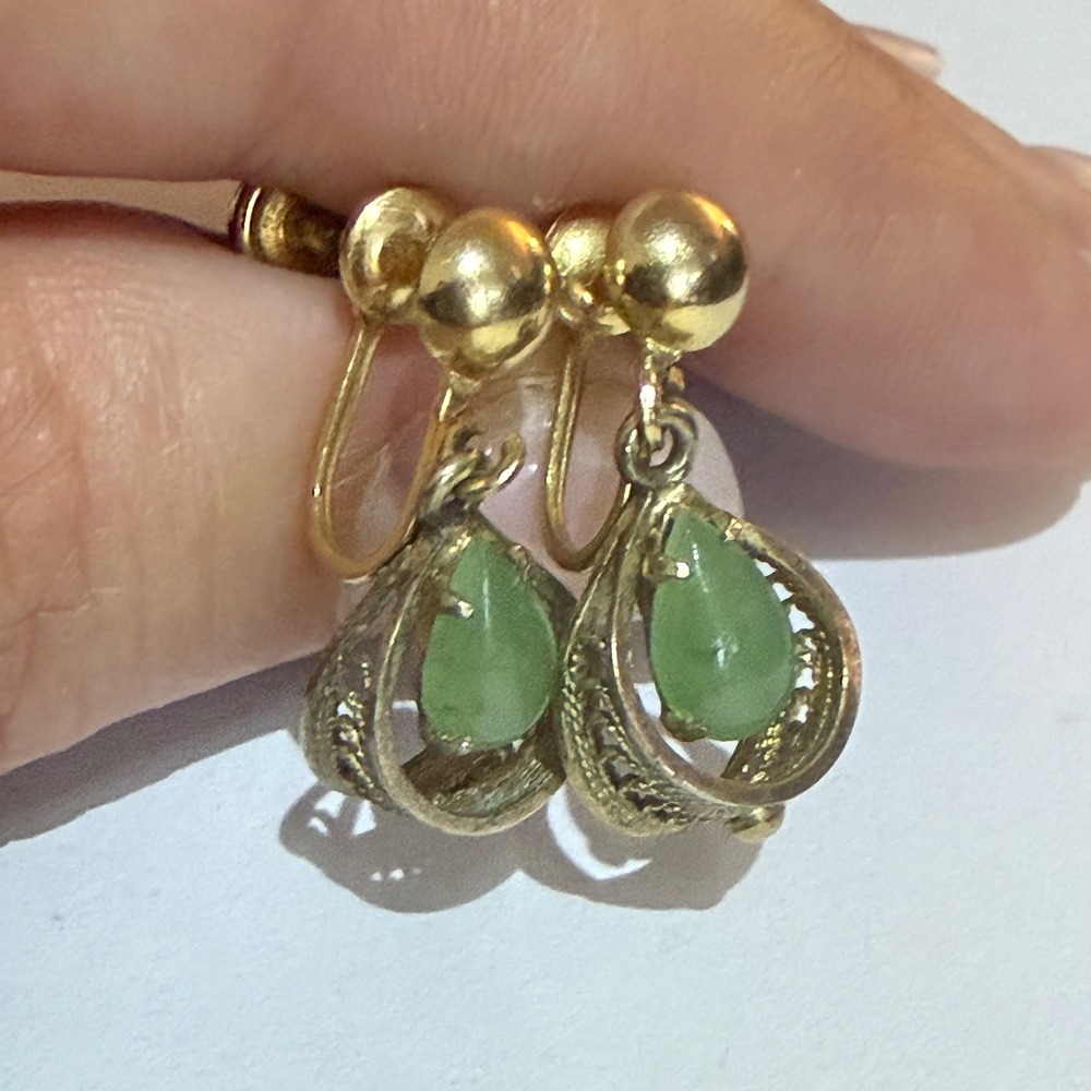 Lovely! Vintage 12k Gold Filled Filigree Earrings Teardrop Sterling Silver